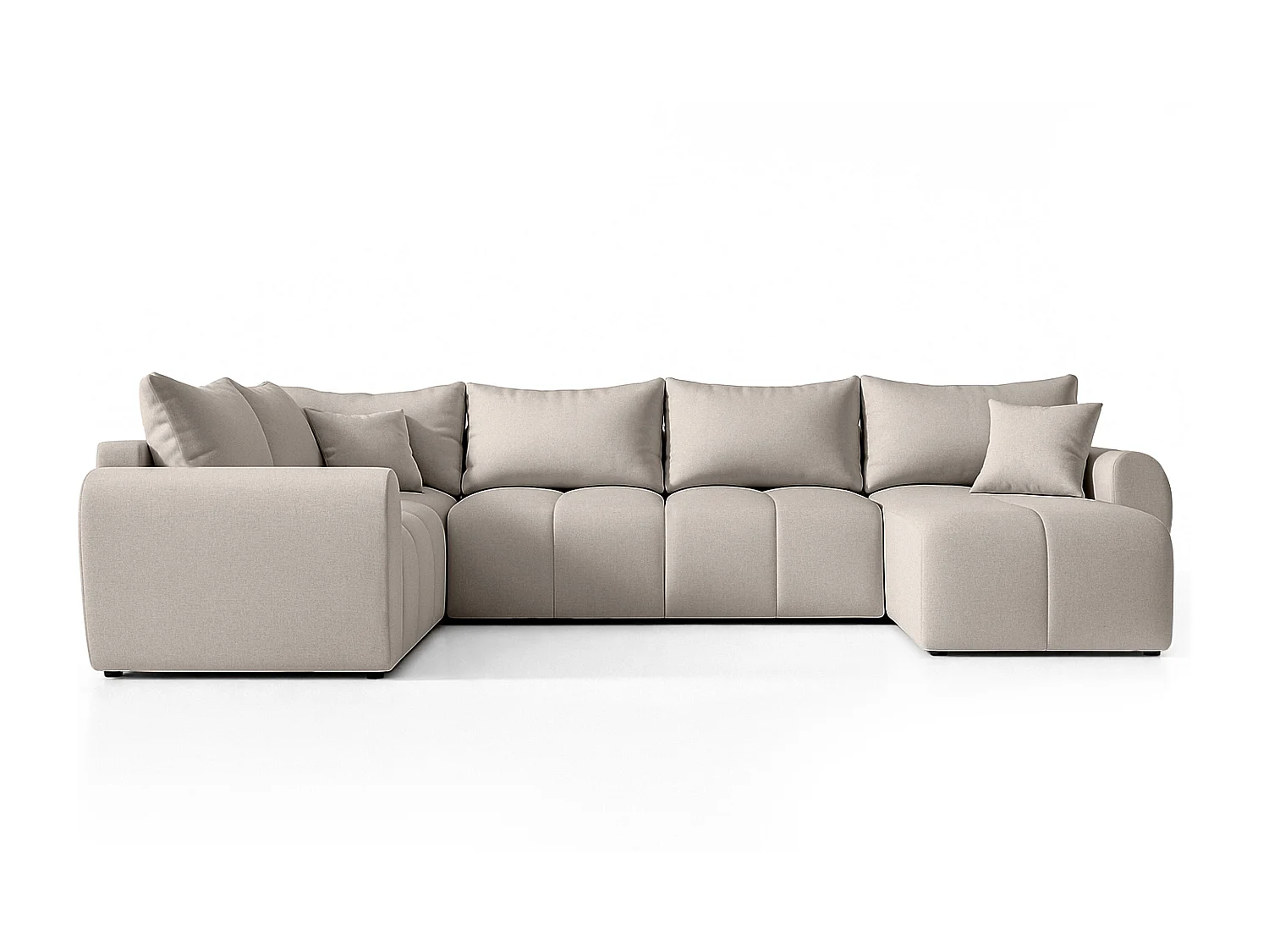 AX LIVING Canapé XXL en U Malatya beige 303 cm convertible gauche