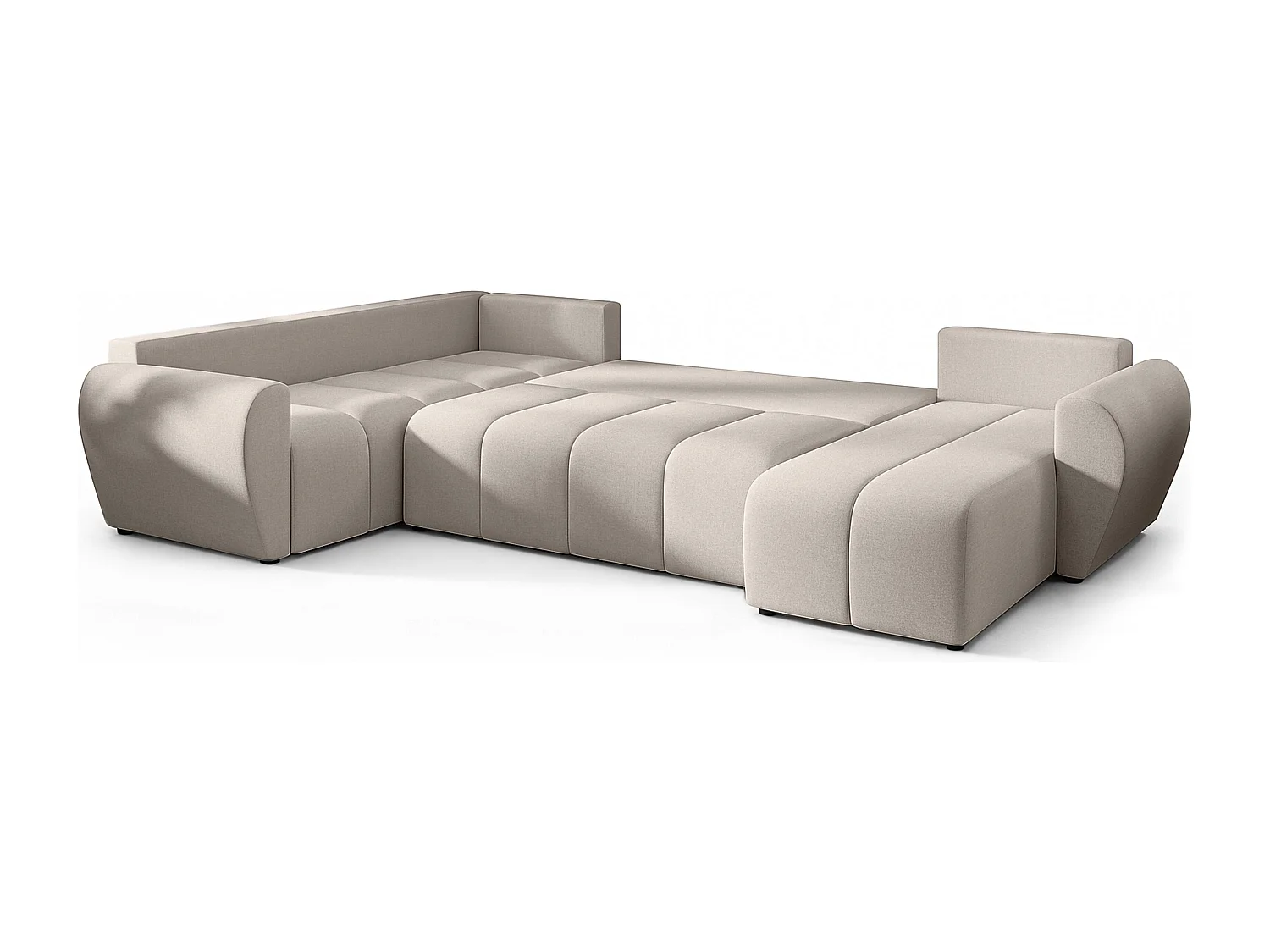 AX LIVING Canapé XXL en U Malatya beige 303 cm convertible gauche