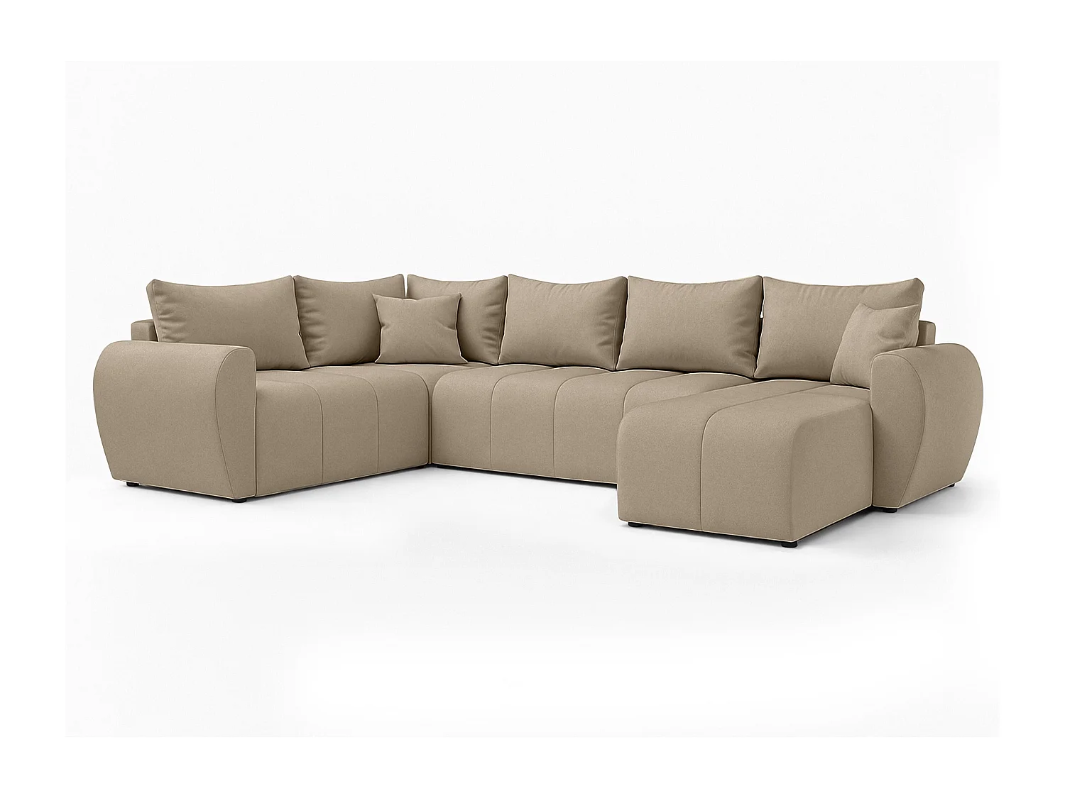 AX LIVING Canapé XXL en U Malatya marron clair 303 cm convertible gauche