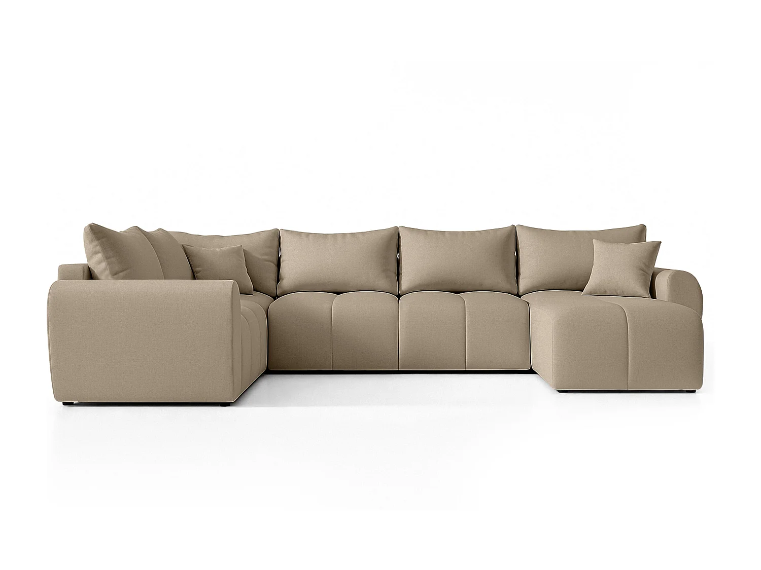 AX LIVING Canapé XXL en U Malatya marron clair 303 cm convertible gauche