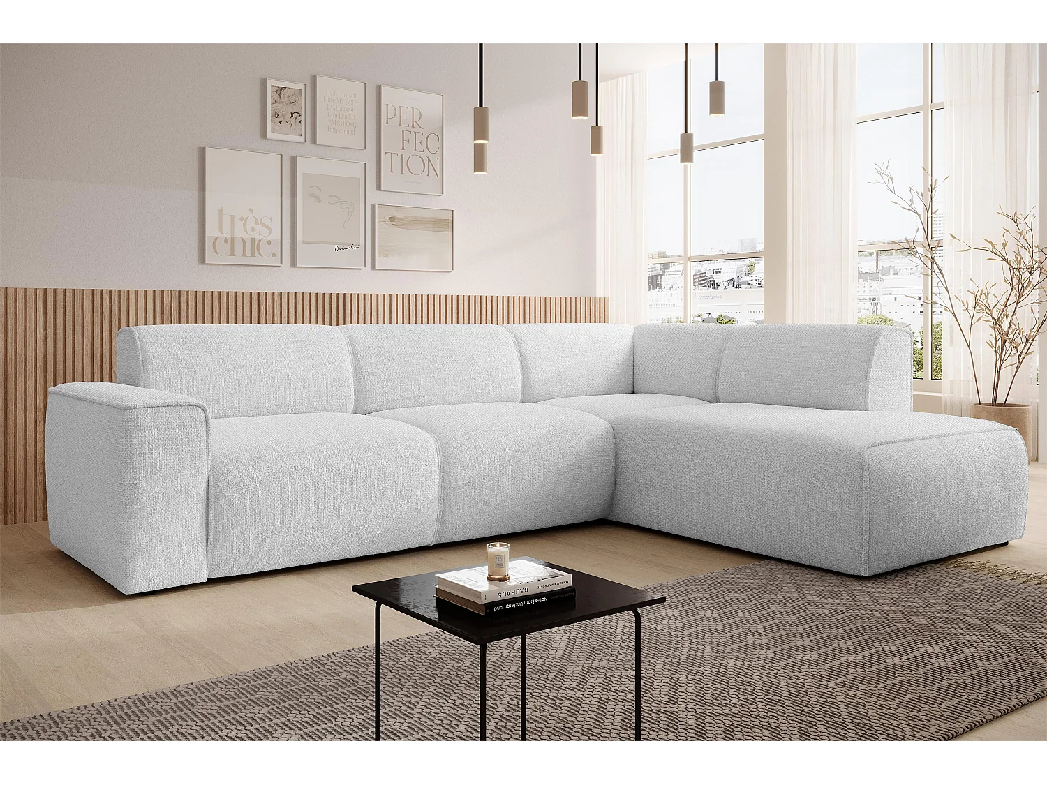 AX LIVING Couch Sofa L Form Didim L Silber 292 stilvoll & bequem R