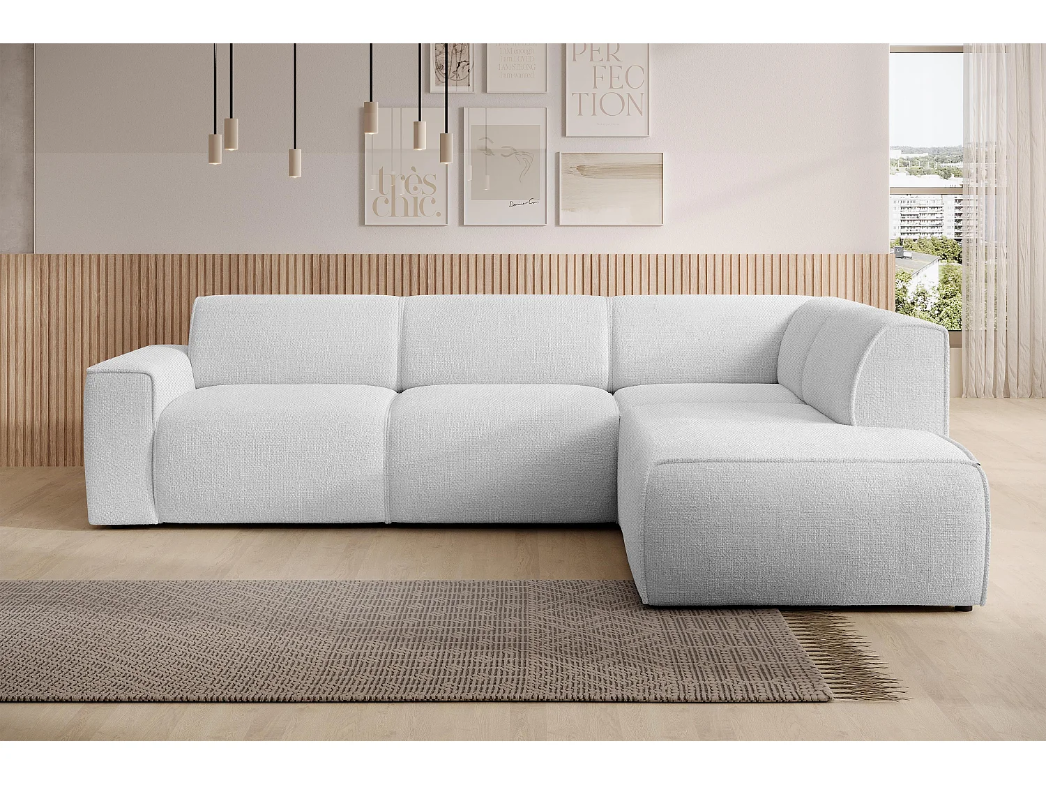 AX LIVING Couch Sofa L Form Didim L Silber 292 stilvoll & bequem R