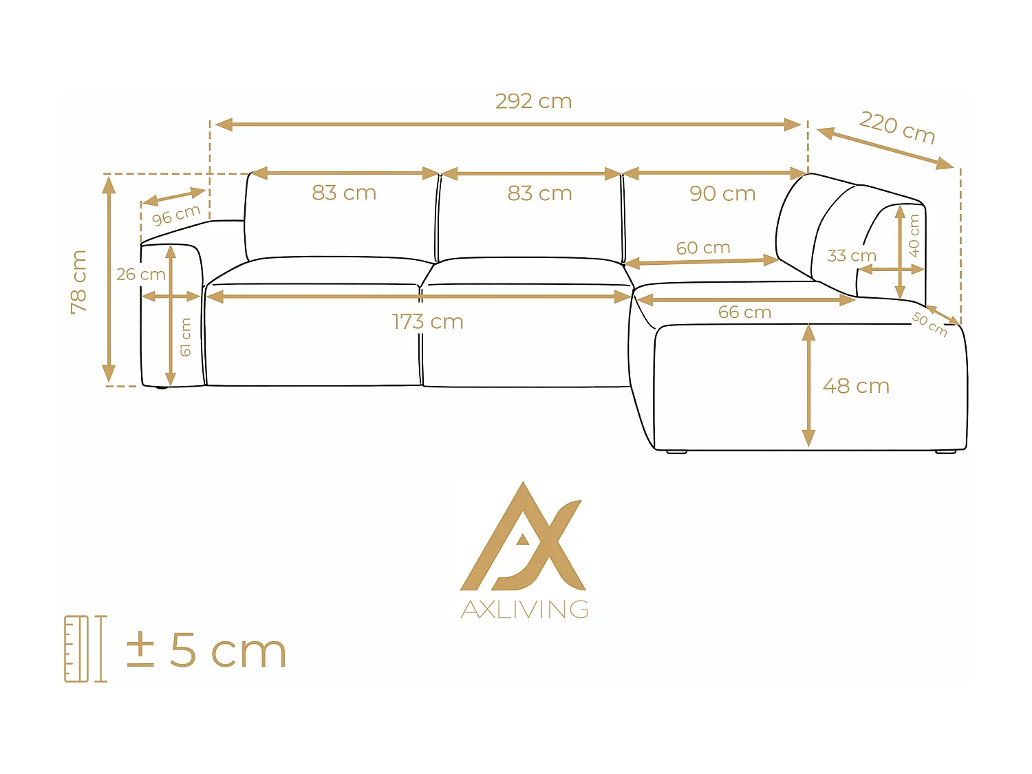 AX LIVING Couch Sofa L Form Didim L Silber 292 stilvoll & bequem R