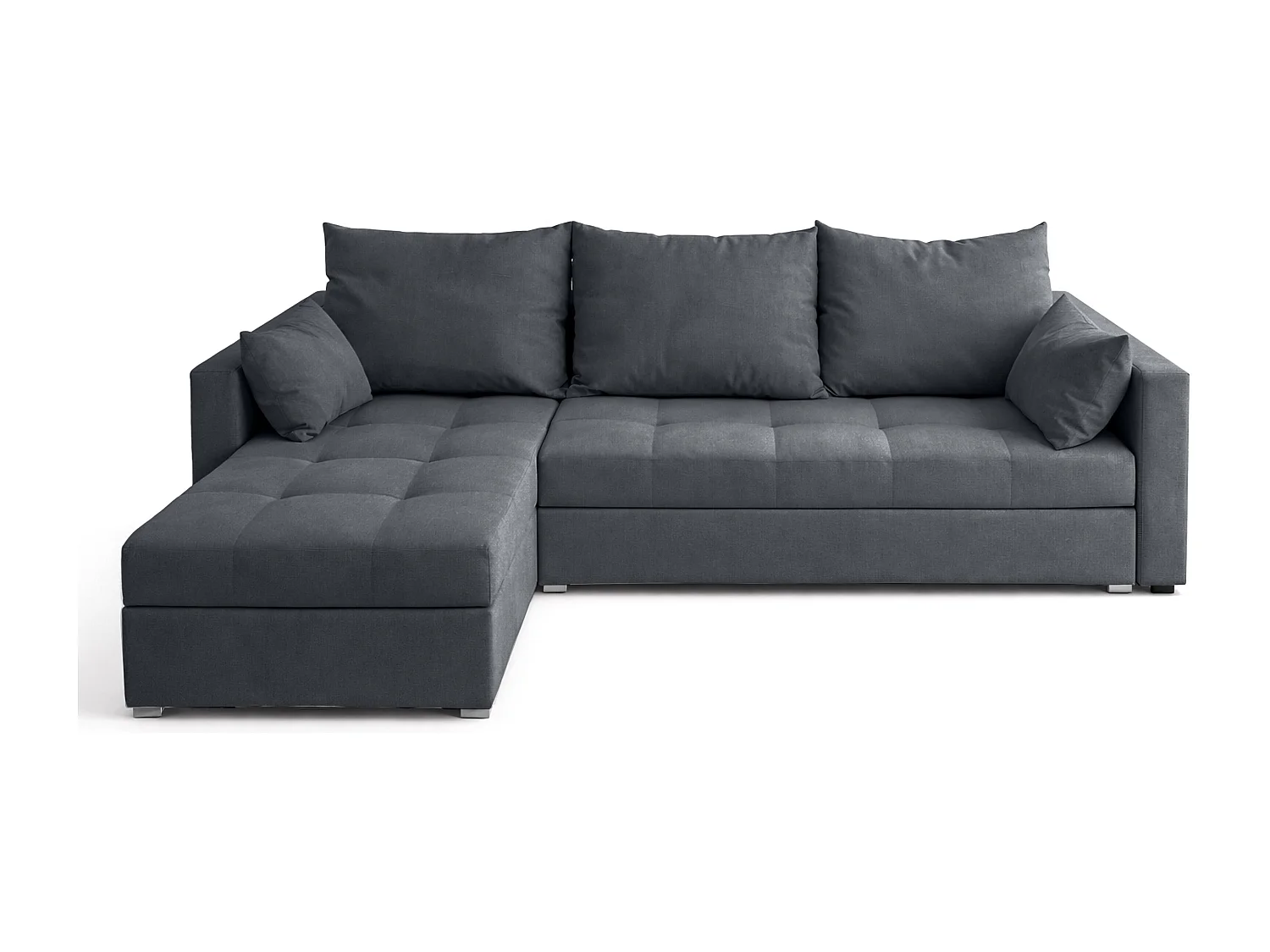 AX LIVING Canapé d’angle ELIF gris foncé convertible avec coffre L moderne gauche