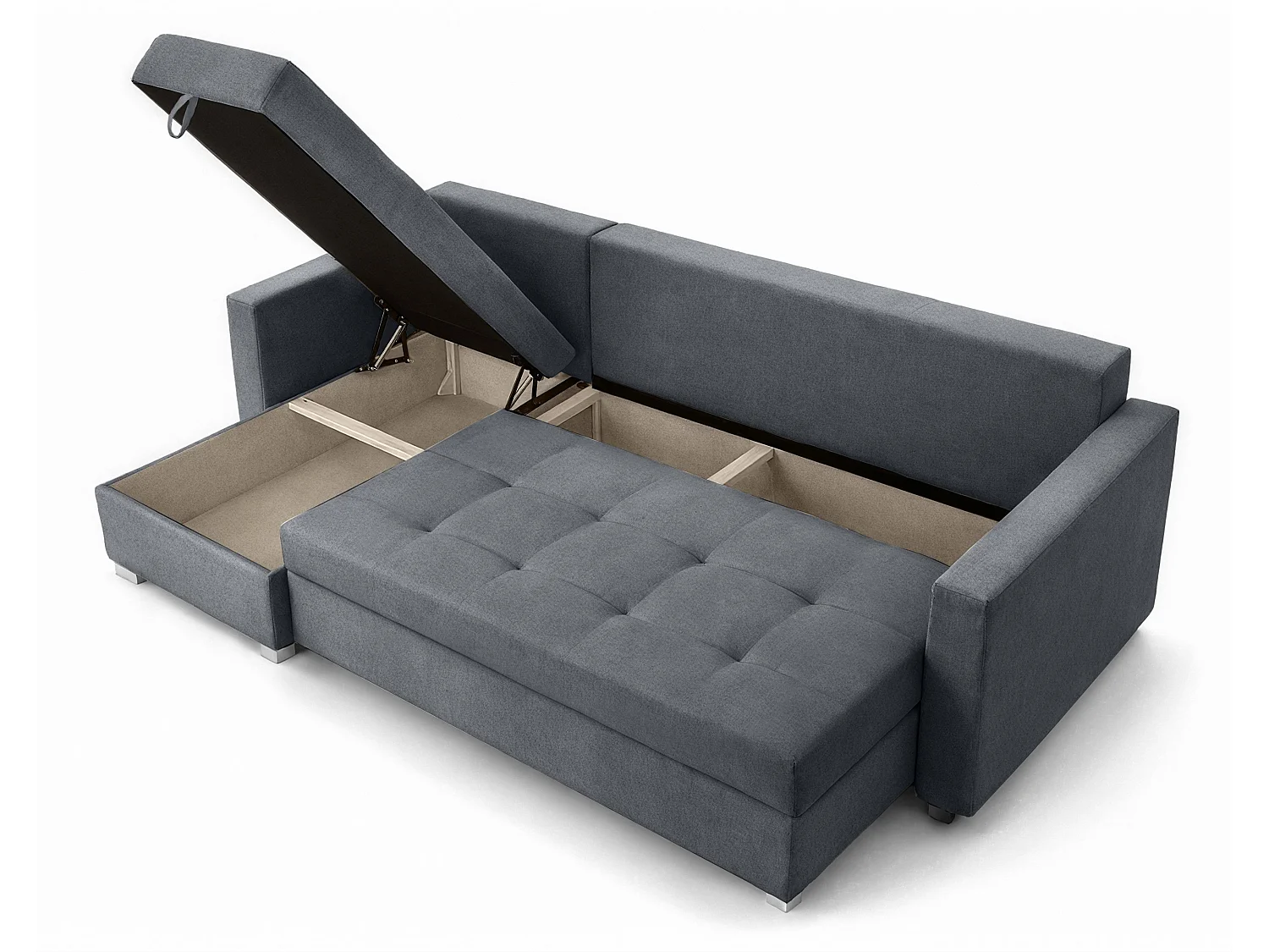 AX LIVING Canapé d’angle ELIF gris foncé convertible avec coffre L moderne gauche