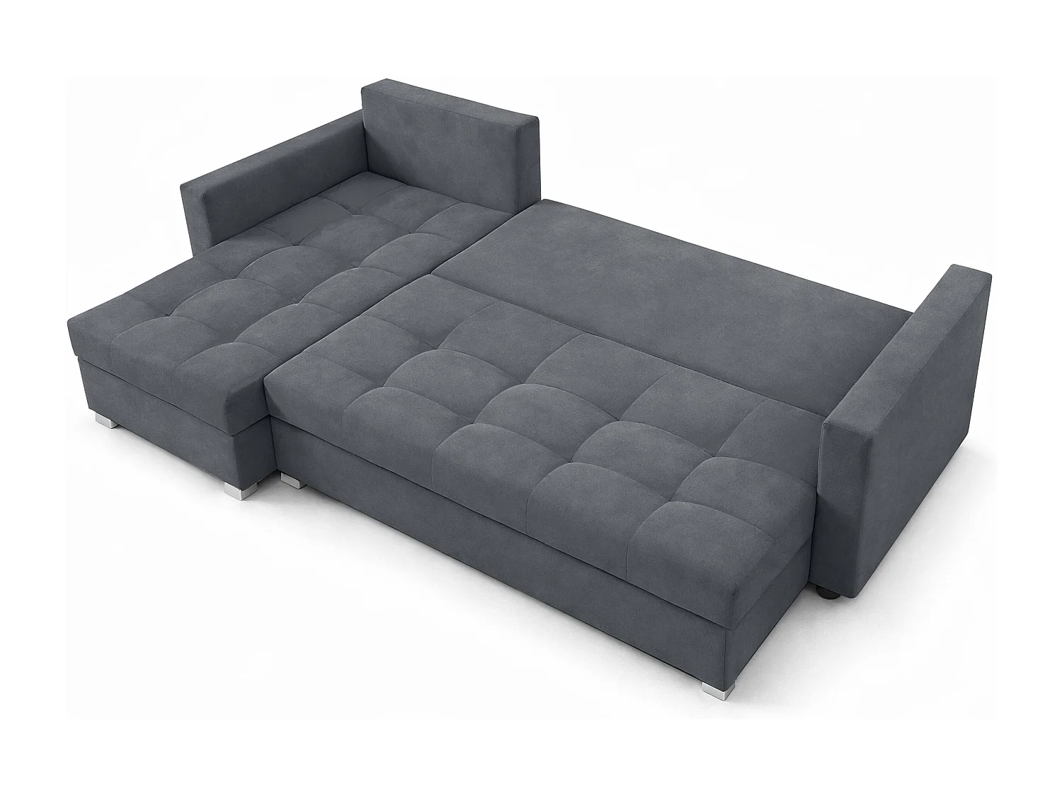 AX LIVING Canapé d’angle ELIF gris foncé convertible avec coffre L moderne gauche