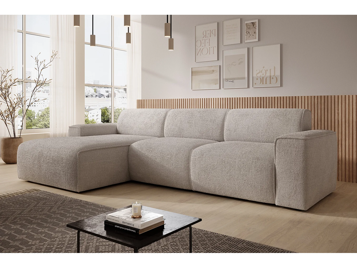 AX LIVING Couch Sofa L Form Didim mini Ivory 310 cm breit, stilvoll L