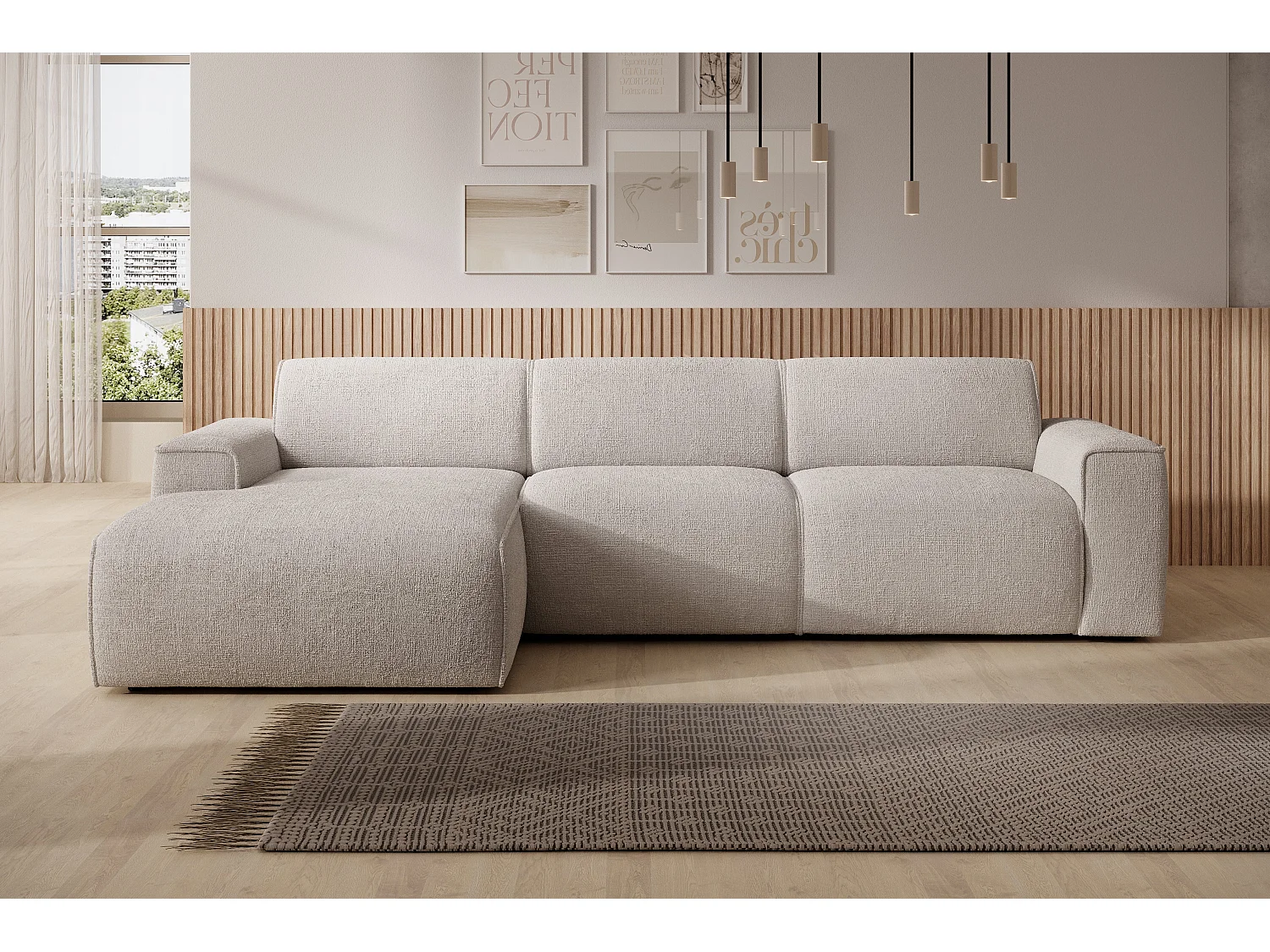 AX LIVING Couch Sofa L Form Didim mini Ivory 310 cm breit, stilvoll L