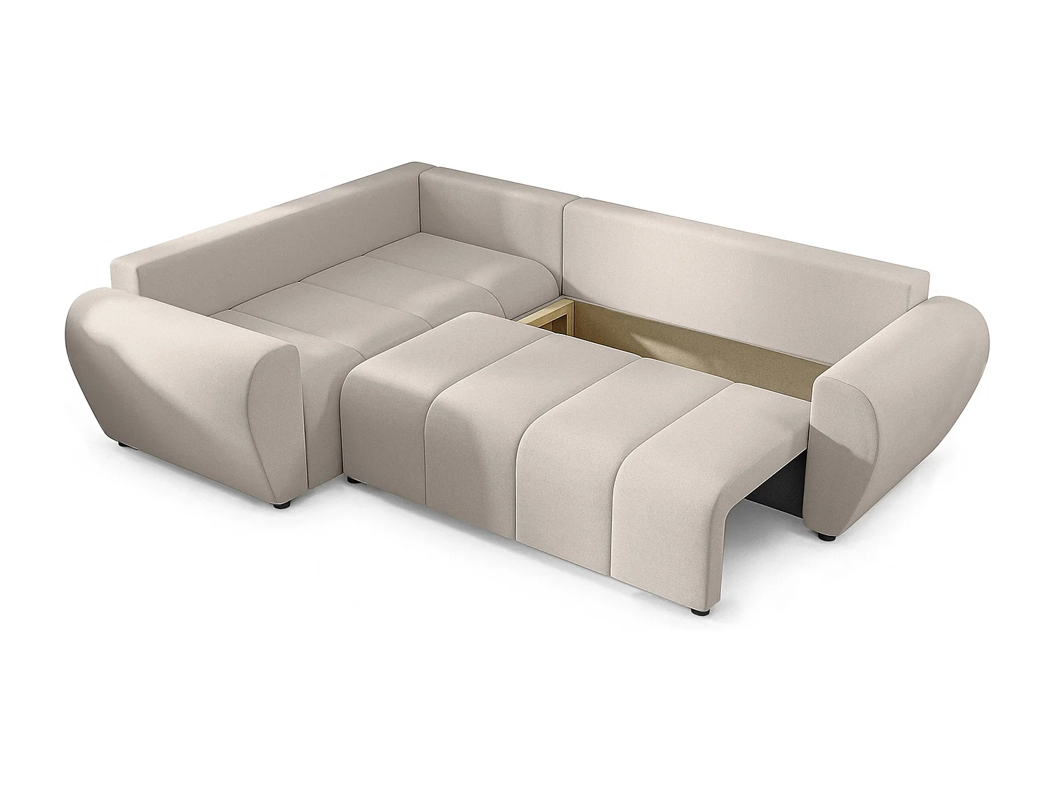 AX LIVING Canapé d’angle convertible Malatya L beige 235 cm confortable gauche