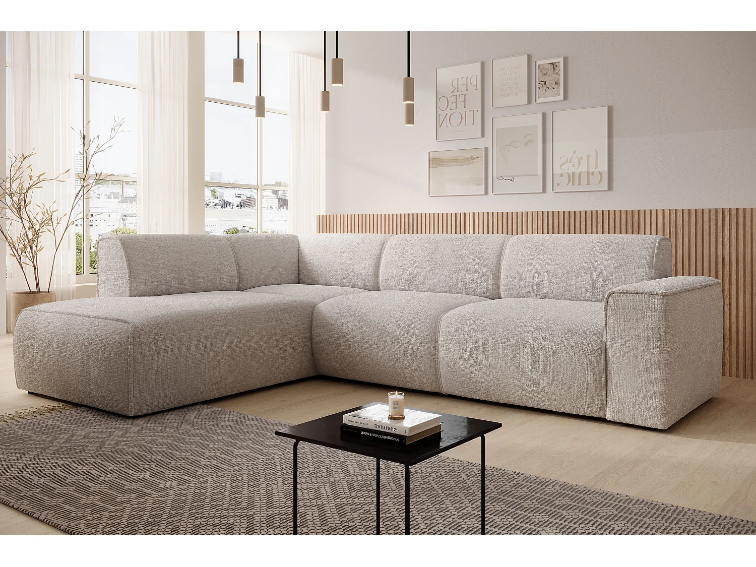 AX LIVING Couch Sofa L Form Didim L Ivory – 292 cm stilvoll & bequem L