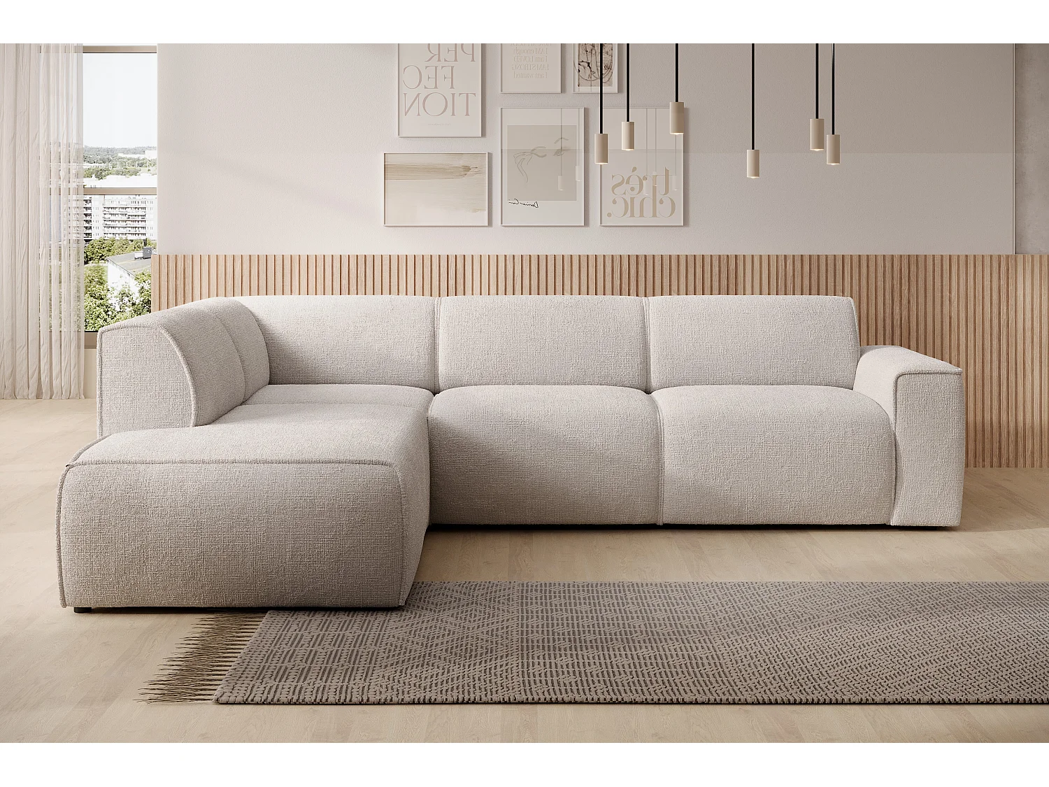 AX LIVING Couch Sofa L Form Didim L Ivory – 292 cm stilvoll & bequem L
