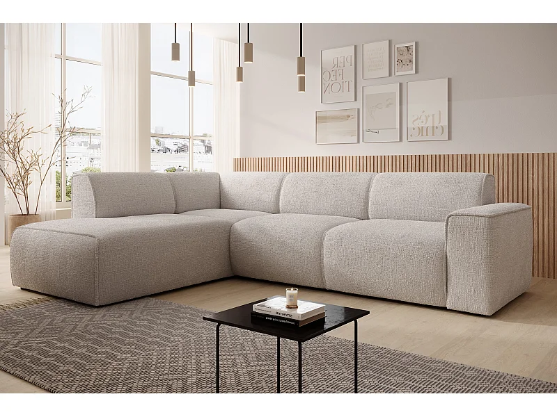 AX LIVING Canapé d’angle L Didim L ivoire 292 cm élégant confortable gauche