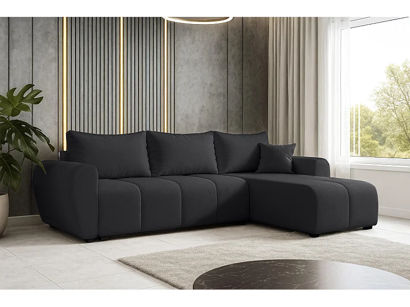 AX LIVING Canapé d’angle convertible Malatya L Mini noir droite