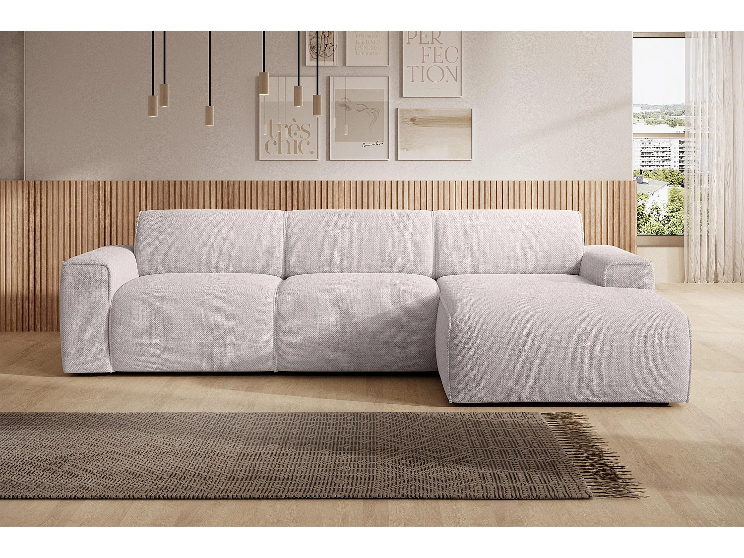 AX LIVING Couch Sofa L Form Didim mini Creme 310 cm breit, stilvoll R