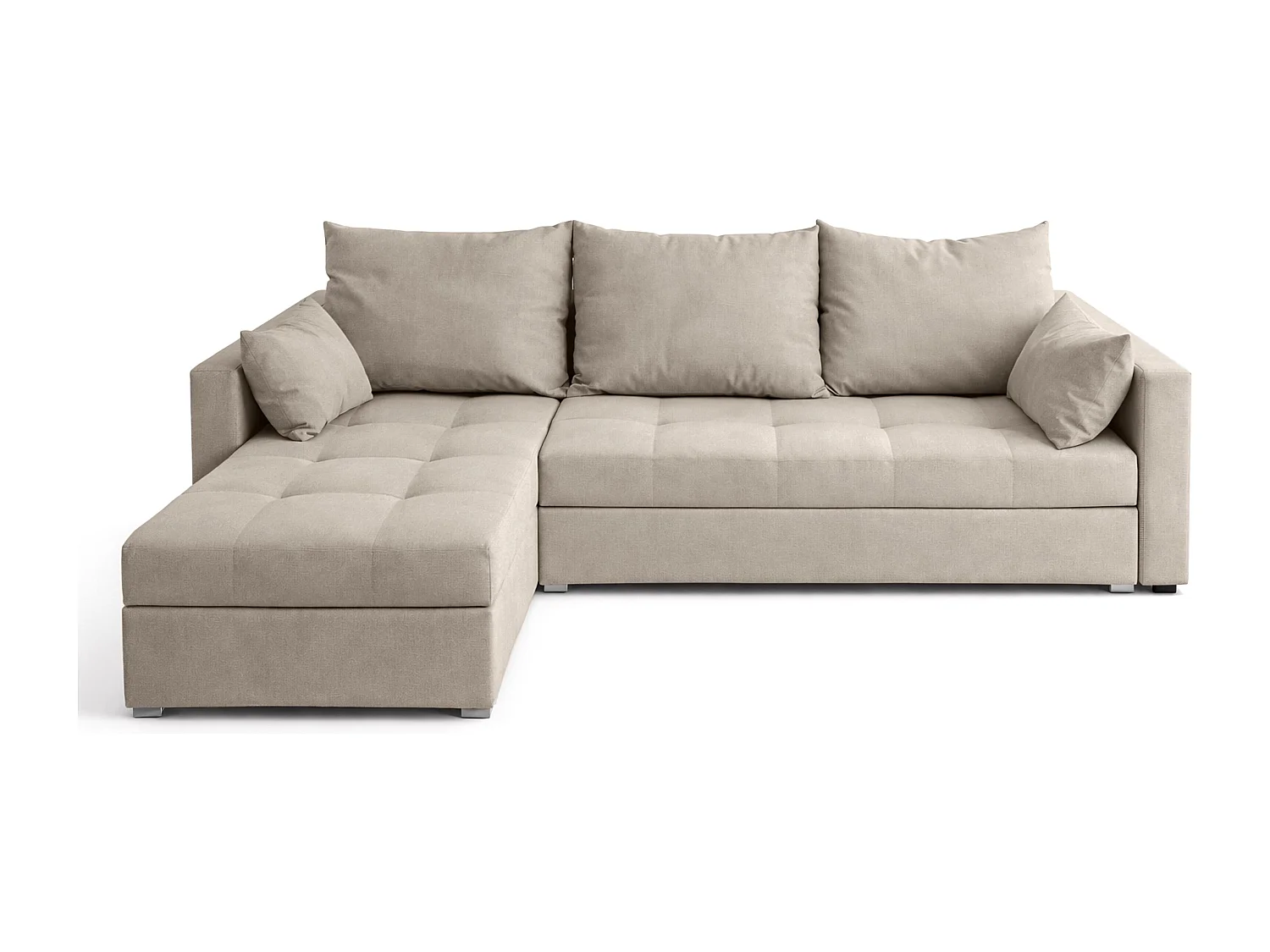 AX LIVING Canapé d’angle ELIF beige convertible avec coffre L moderne gauche