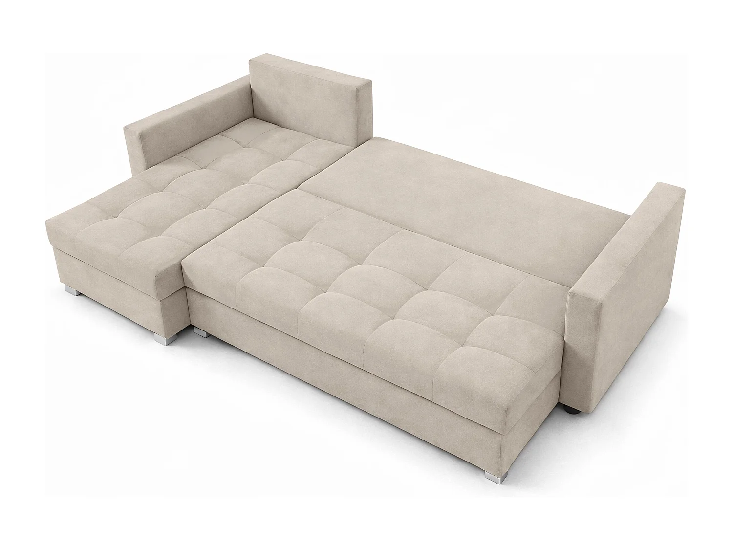 AX LIVING Canapé d’angle ELIF beige convertible avec coffre L moderne gauche