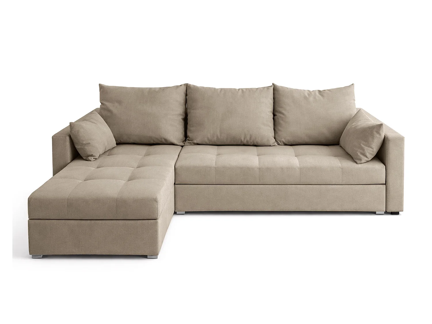 AX LIVING Canapé d’angle ELIF beige convertible avec coffre L moderne gauche