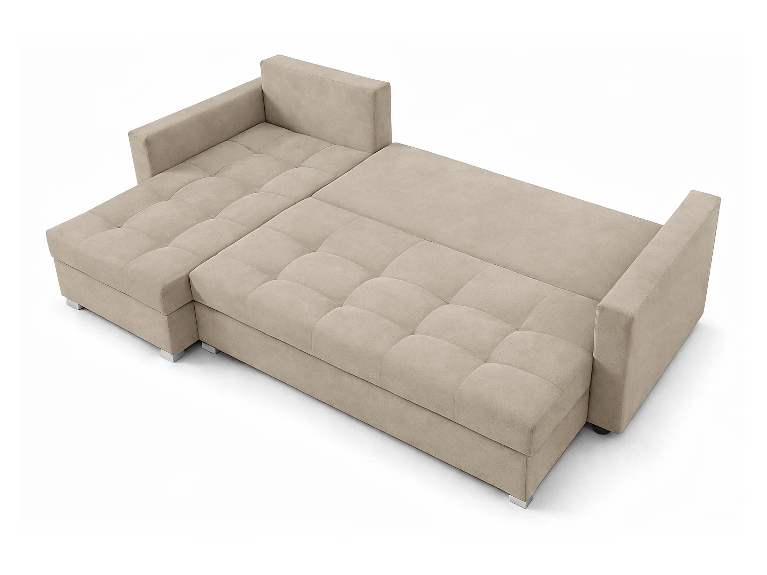 AX LIVING Canapé d’angle ELIF beige convertible avec coffre L moderne gauche