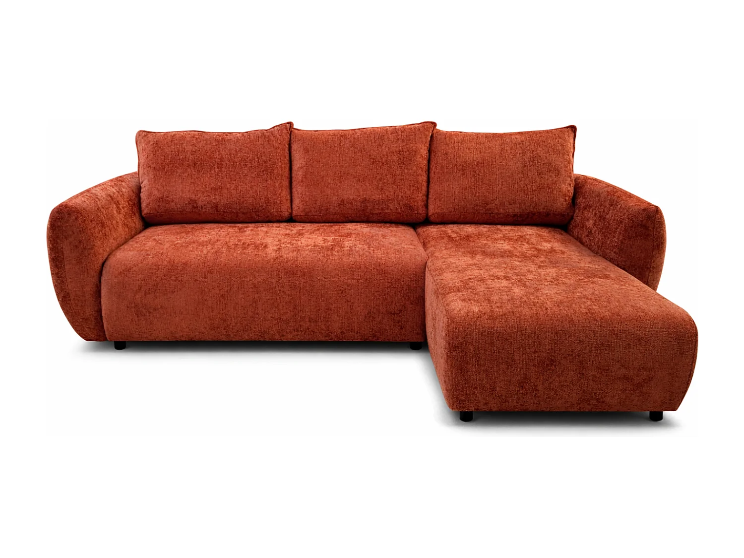 Canapé d’angle droit convertible élégant ZEPHIRA 258 × 170 cm en tissu FLOW 9 orange