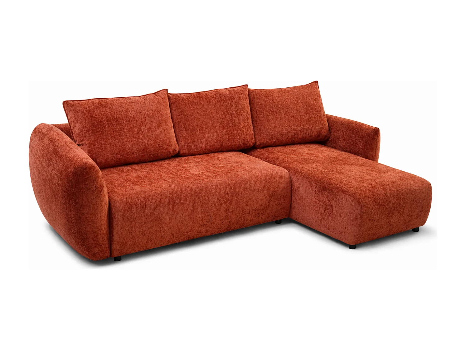 Canapé d’angle droit convertible élégant ZEPHIRA 258 × 170 cm en tissu FLOW 9 orange