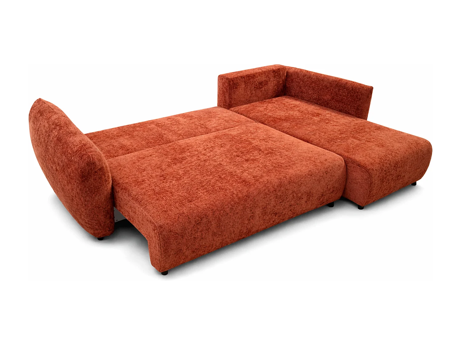 Canapé d’angle droit convertible élégant ZEPHIRA 258 × 170 cm en tissu FLOW 9 orange