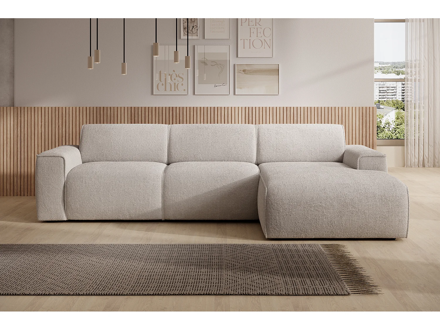 AX LIVING Couch Sofa L Form Didim mini Ivory 310 cm breit, stilvoll R