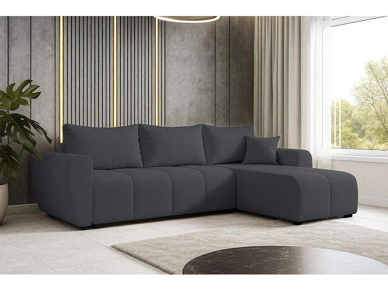 AX LIVING Canapé d’angle convertible Malatya L Mini gris foncé droite