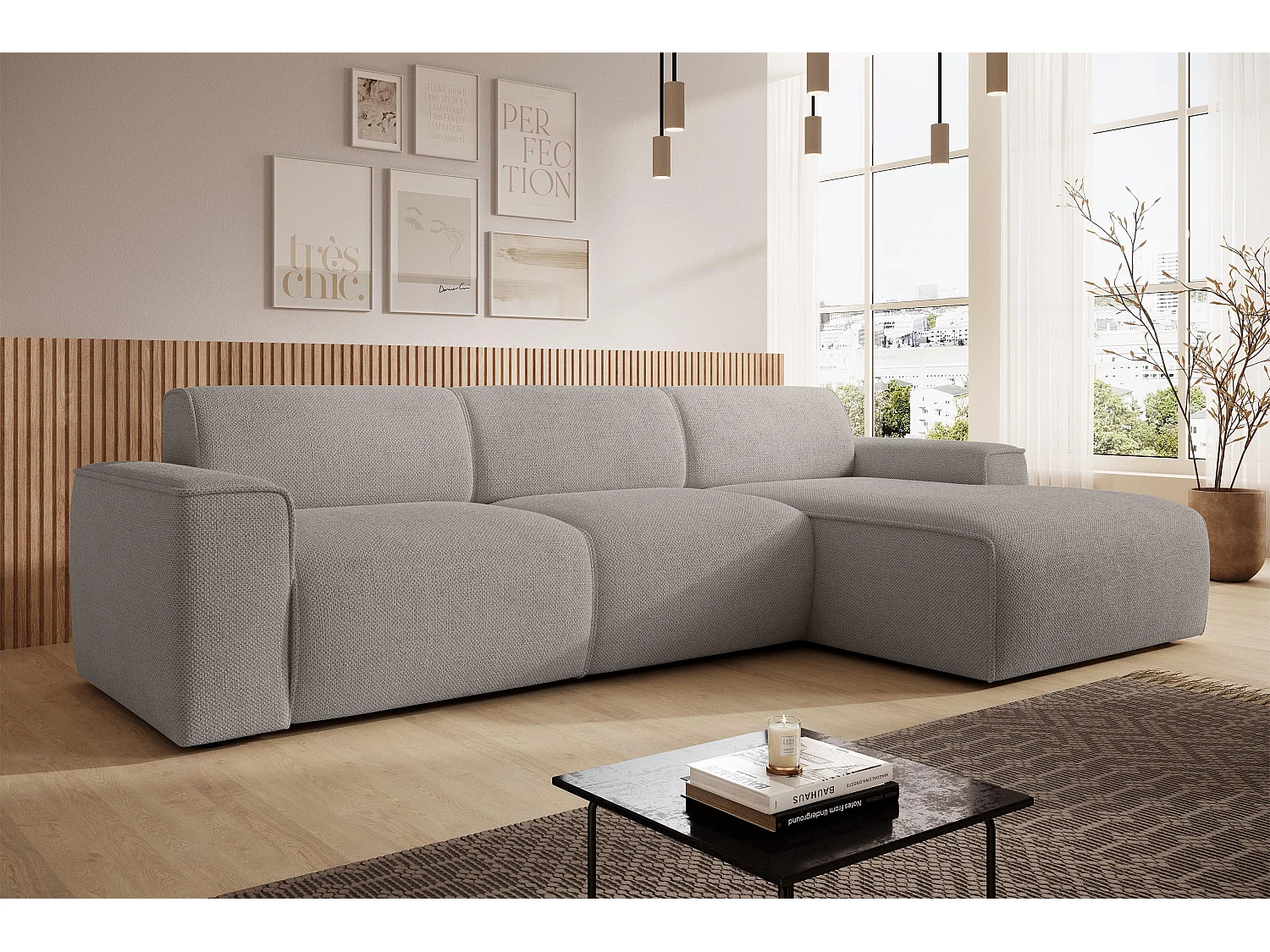 AX LIVING Couch Sofa L Form Didim mini Beige 310 cm breit, stilvoll R