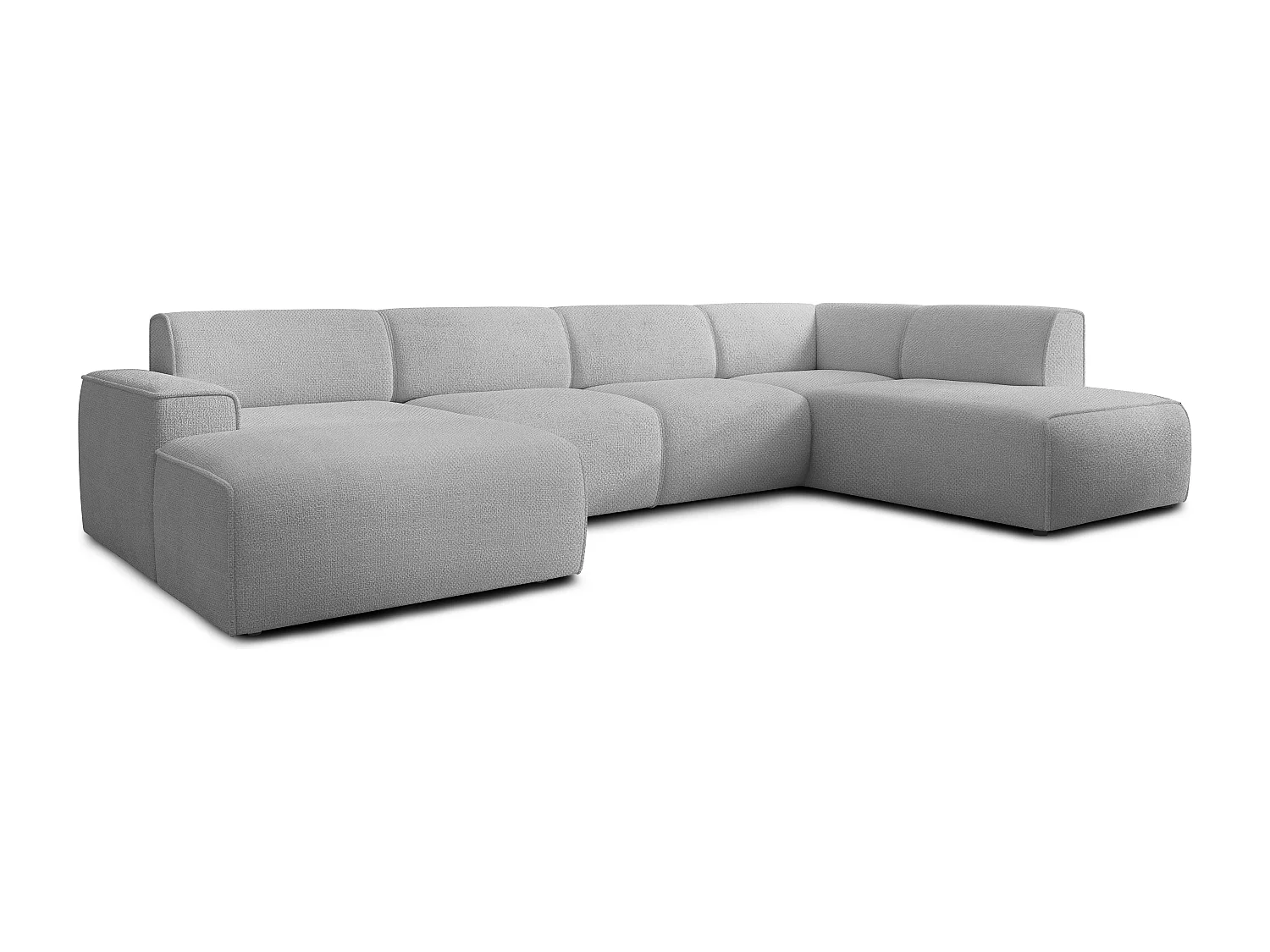 AX LIVING Canapé XXL en U Didim gris clair 378 cm moderne spacieux droite