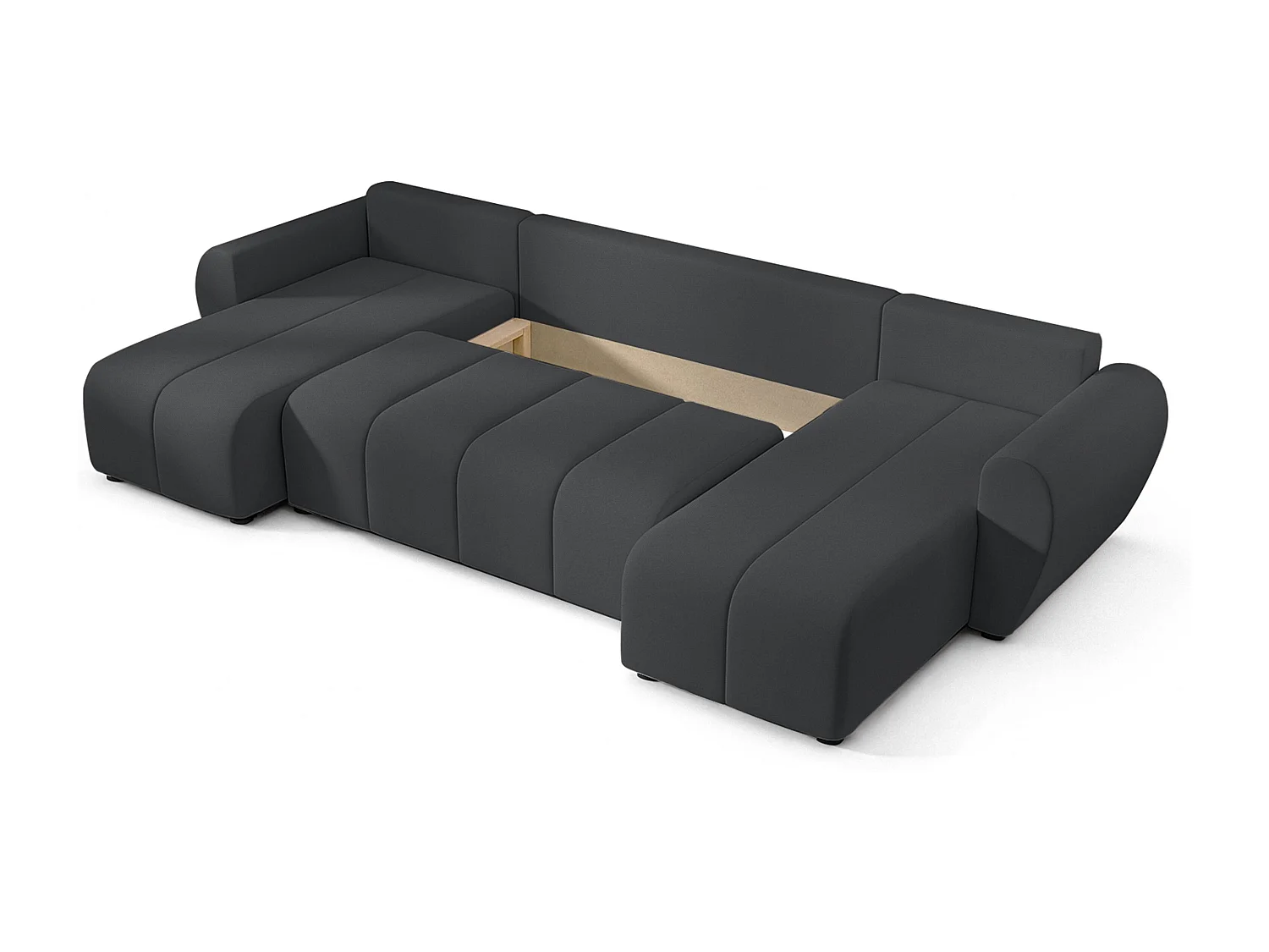 AX LIVING Canapé panoramique en U Malatya gris foncé convertible 311 cm