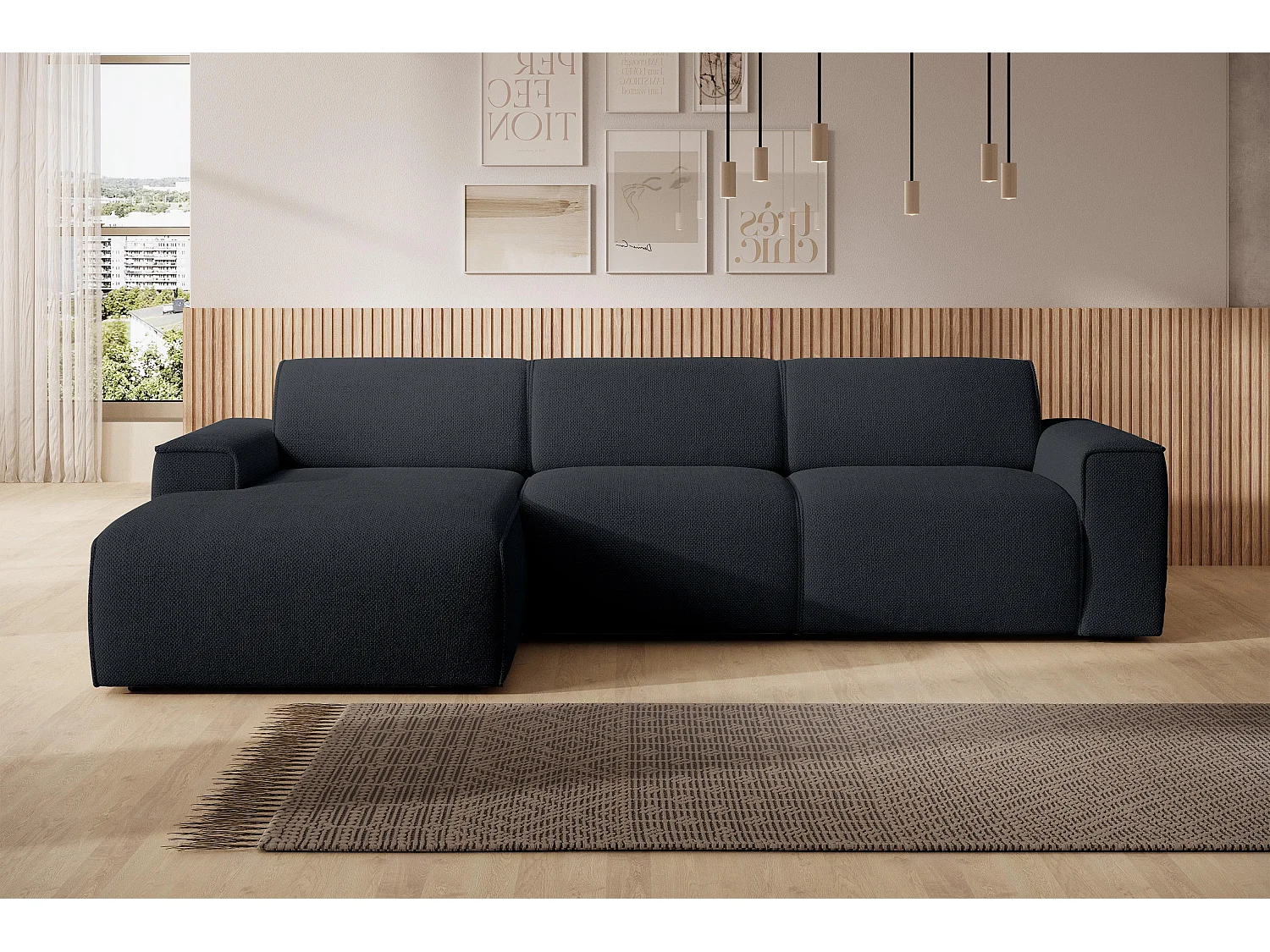 AX LIVING Couch Sofa L Form Didim mini Schwarz 310 cm breit, stilvoll L