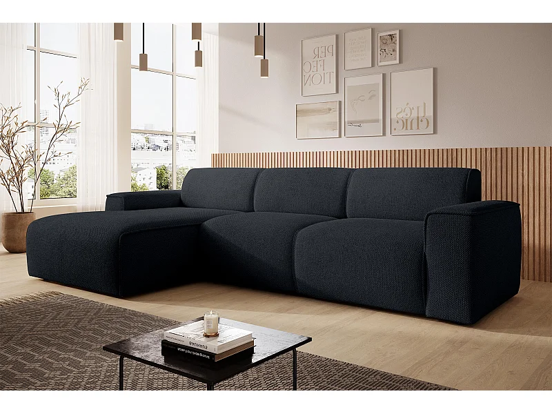 AX LIVING Canapé d’angle L Didim mini noir 310 cm moderne gauche