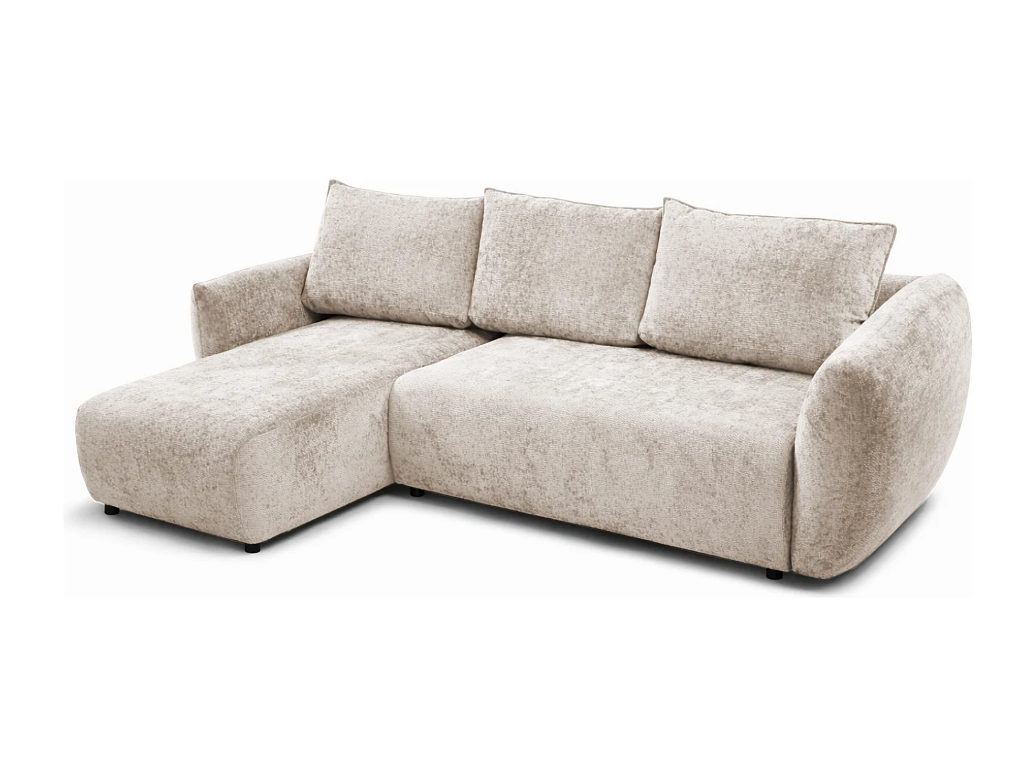 Canapé d’angle convertible gauche ZEPHIRA 258 × 170 cm en tissu FLOW 3 beige