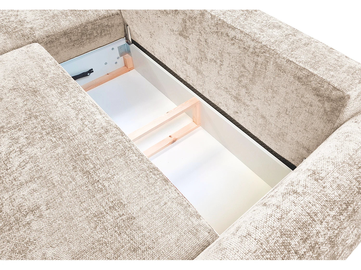 Canapé d’angle convertible gauche ZEPHIRA 258 × 170 cm en tissu FLOW 3 beige