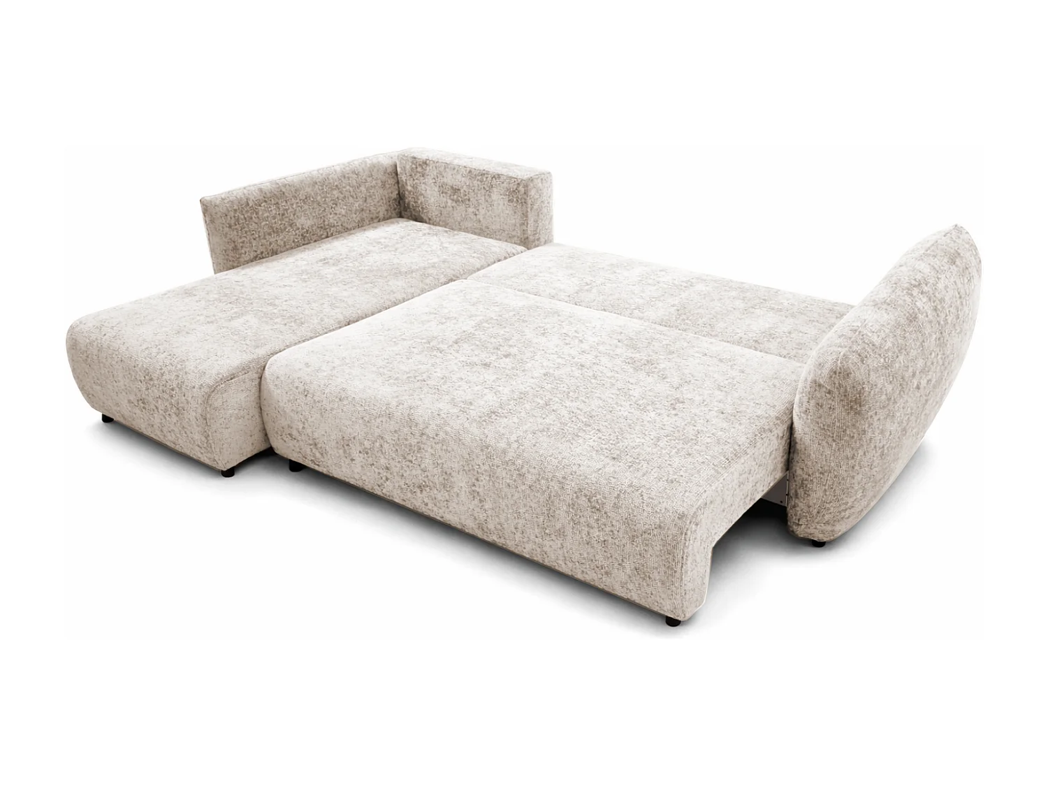 Canapé d’angle convertible gauche ZEPHIRA 258 × 170 cm en tissu FLOW 3 beige