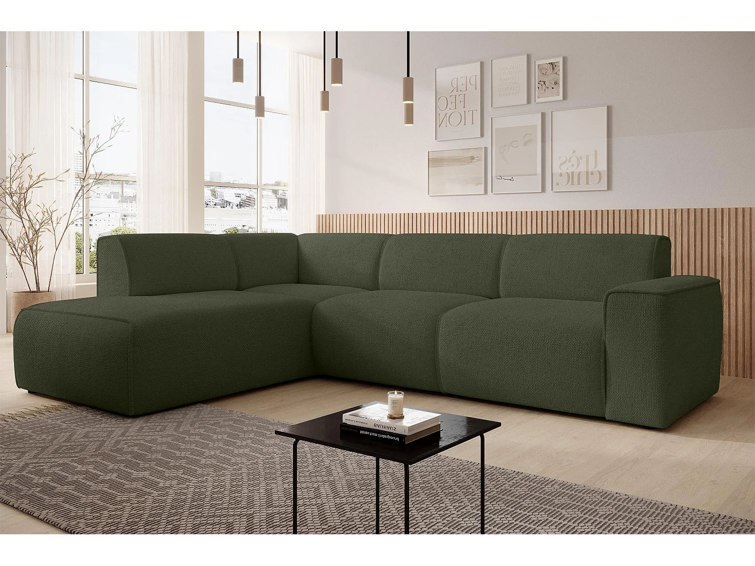 AX LIVING Couch Sofa L Form Didim L Grün – 292 cm, stilvoll & bequem L