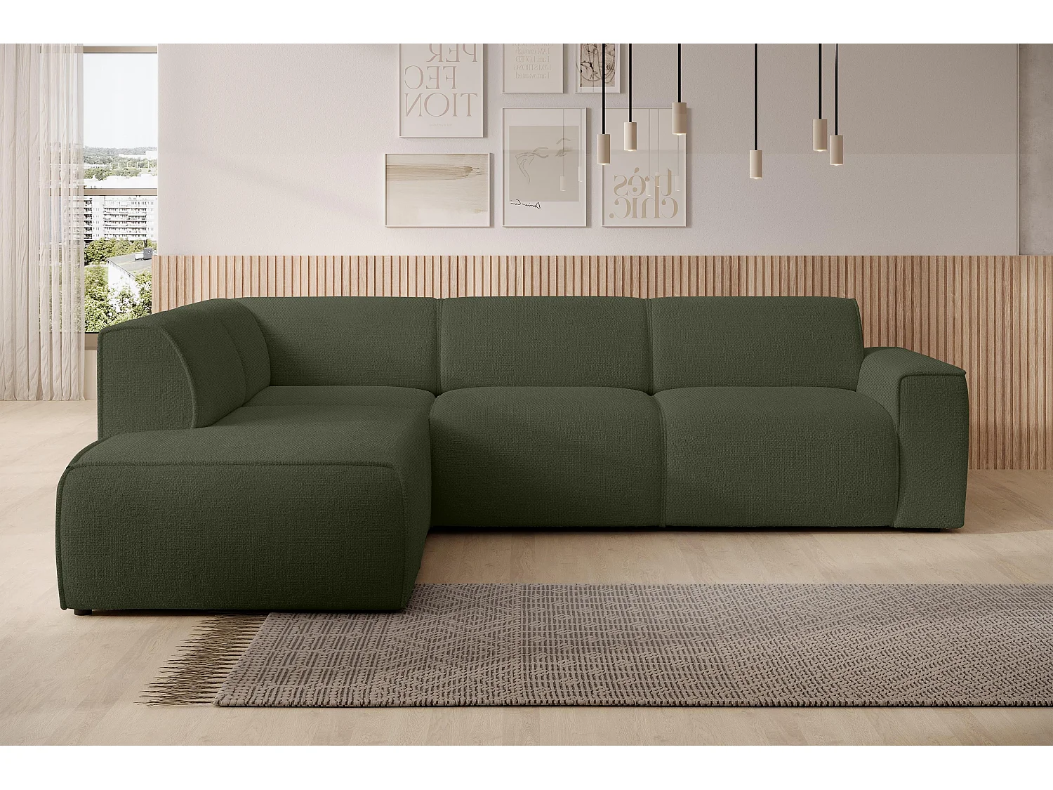 AX LIVING Couch Sofa L Form Didim L Grün – 292 cm, stilvoll & bequem L