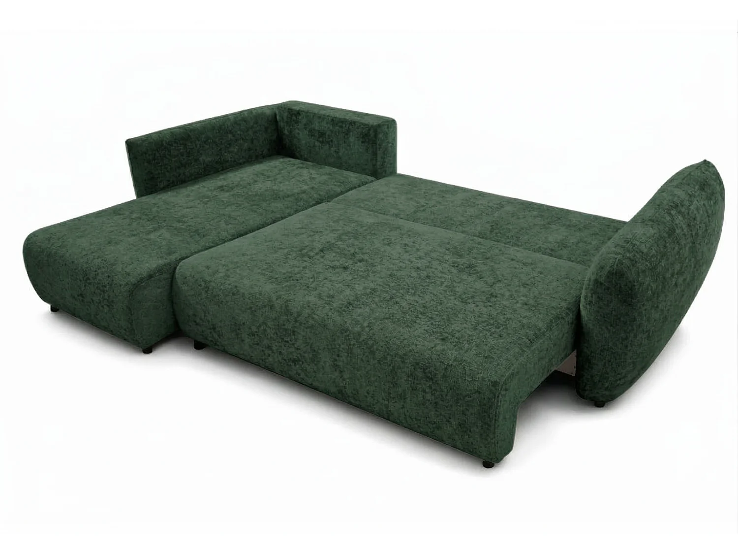 Canapé d’angle gauche convertible élégant ZEPHIRA 258 × 170 cm en tissu FLOW 19 vert
