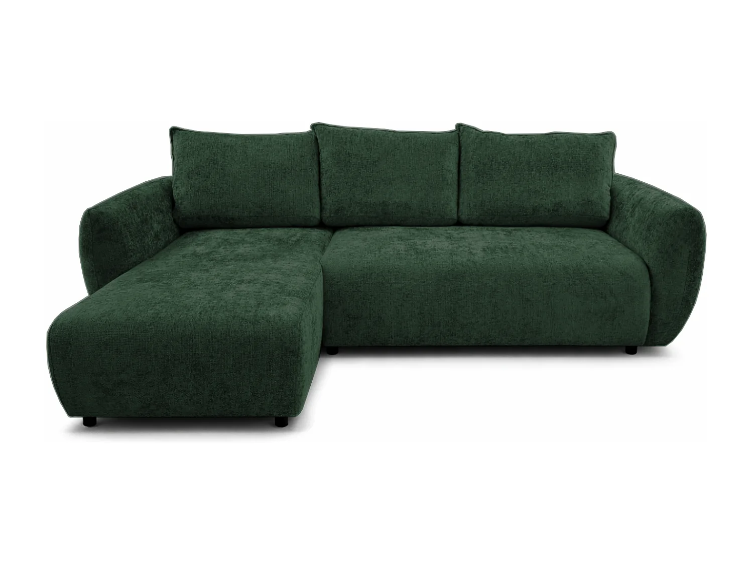 Canapé d’angle gauche convertible élégant ZEPHIRA 258 × 170 cm en tissu FLOW 19 vert