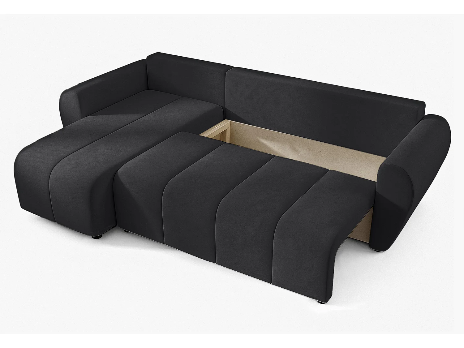 AX LIVING Canapé d’angle convertible Malatya L Mini noir gauche