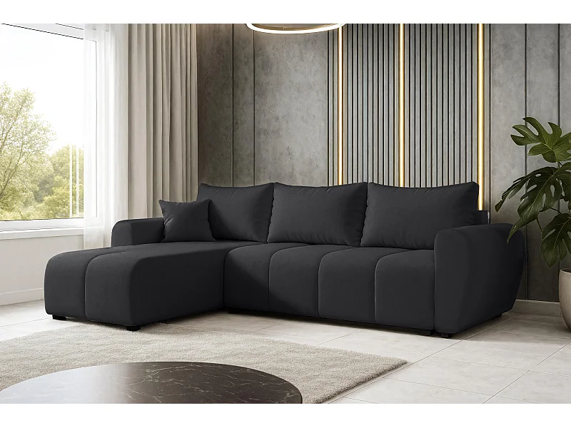 AX LIVING Canapé d’angle convertible Malatya L Mini noir gauche