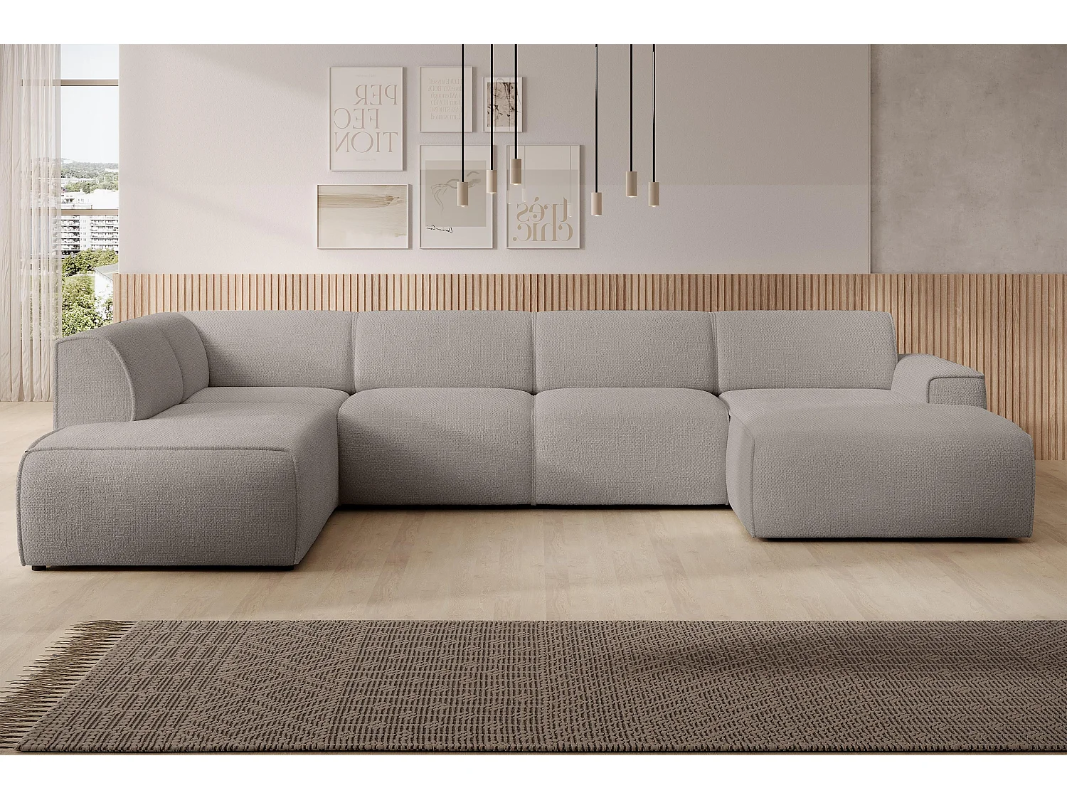 AX LIVING XXL Sofa U Form Didim Beige 378cm breit modern & großzügig L