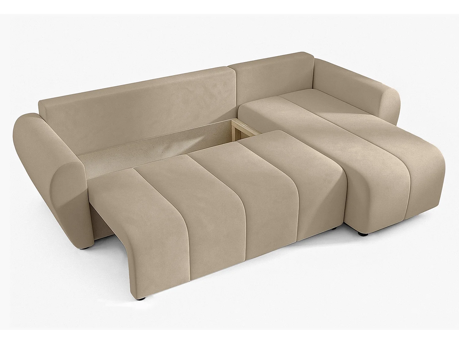 AX LIVING Canapé d’angle convertible Malatya L Mini marron clair droite