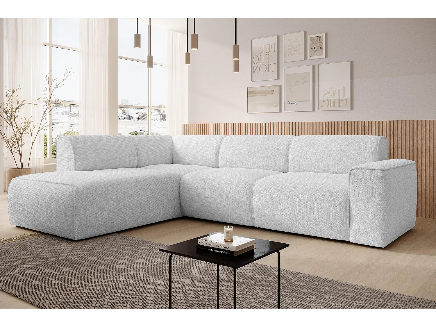 AX LIVING Couch Sofa L Form Didim L Silber 292 stilvoll & bequem L