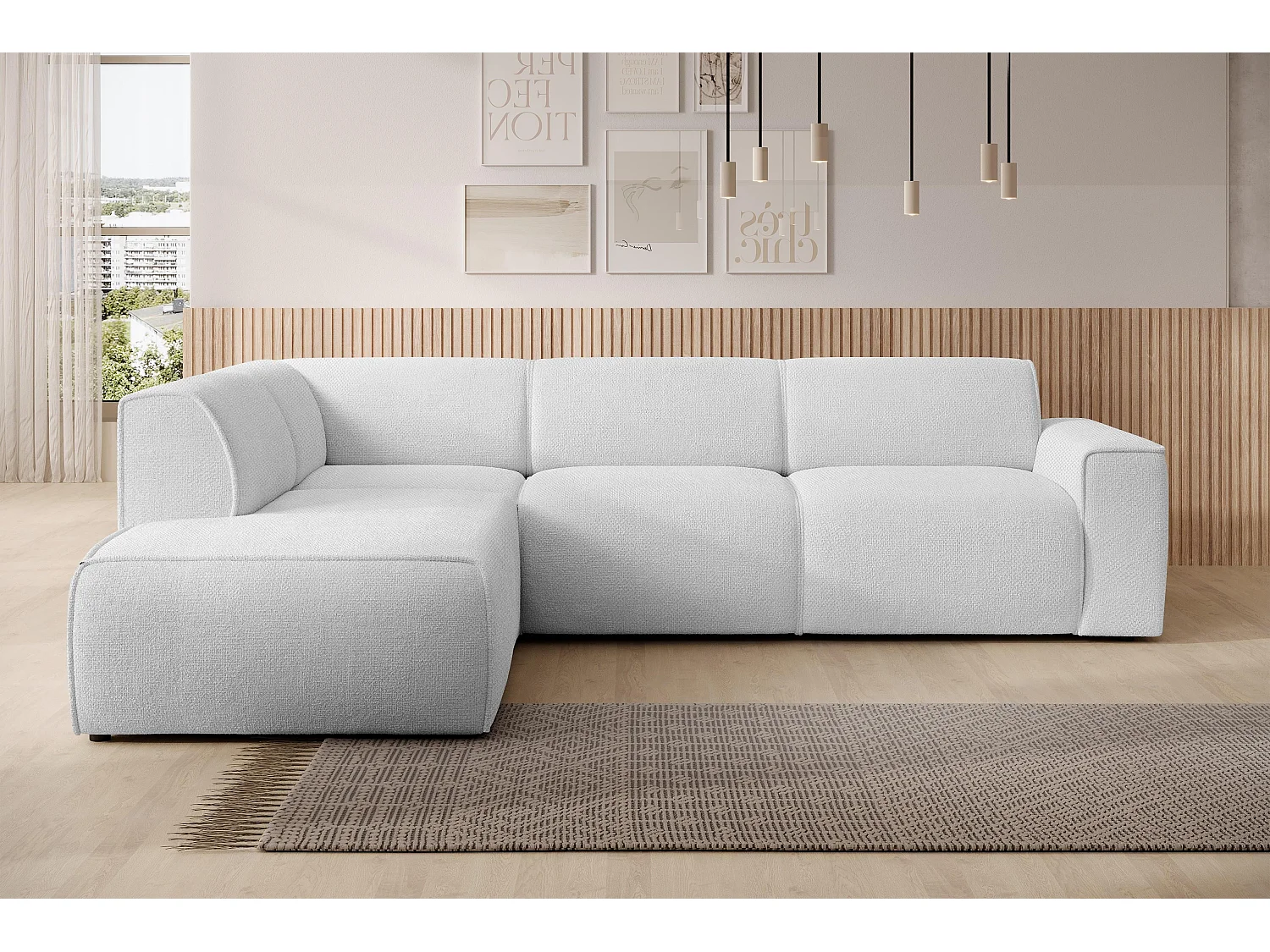 AX LIVING Couch Sofa L Form Didim L Silber 292 stilvoll & bequem L