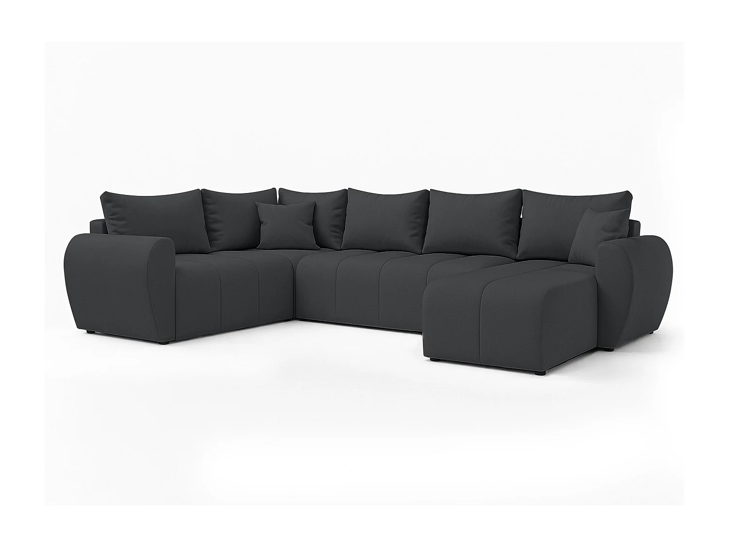 AX LIVING Canapé XXL en U Malatya gris foncé 303 cm convertible gauche