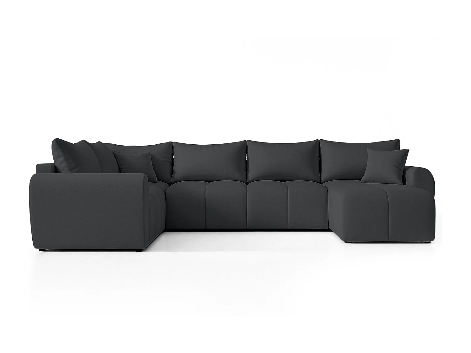 AX LIVING Canapé XXL en U Malatya gris foncé 303 cm convertible gauche