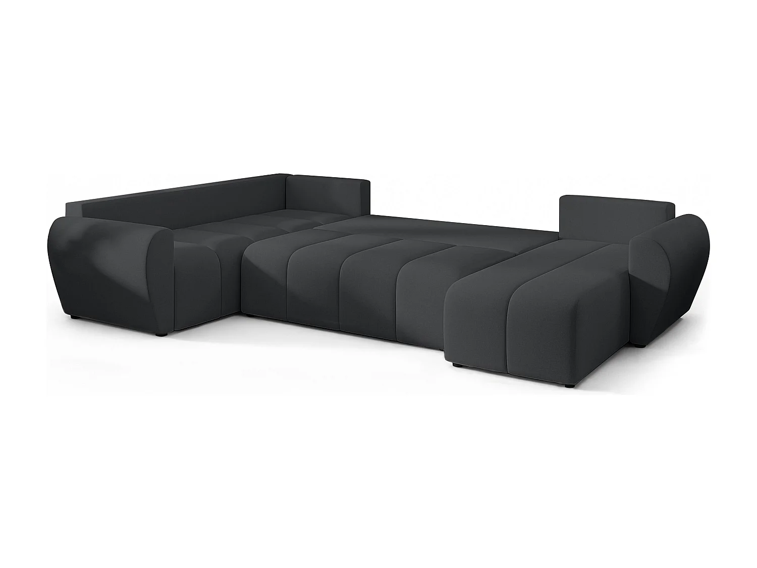 AX LIVING Canapé XXL en U Malatya gris foncé 303 cm convertible gauche