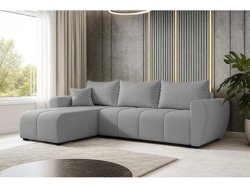 AX LIVING Canapé d’angle convertible Malatya L Mini gris clair gauche