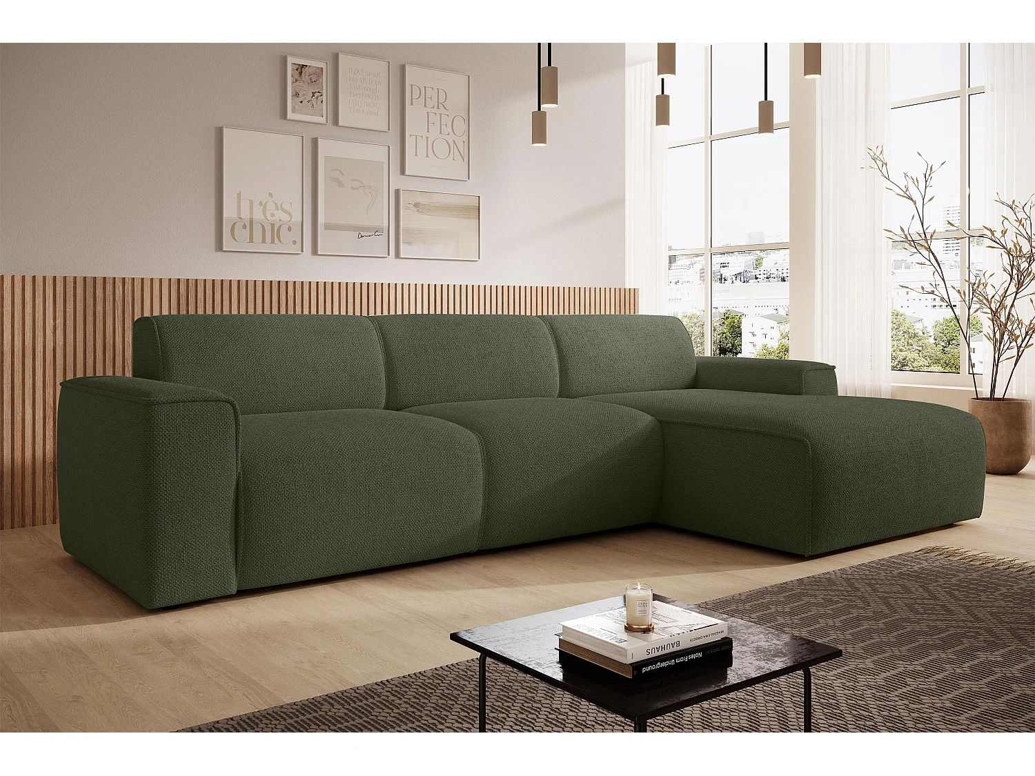 AX LIVING Couch Sofa L Form Didim mini Grün 310 cm breit, stilvoll R